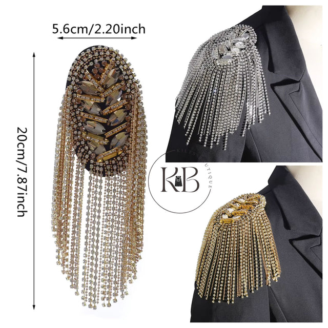 Tassel Epaulet Rhinestone Shoulder Board Costume Shoulder Badge Decor Shoulder Mark Fringe Epaulet Badge 2024 New Fashion