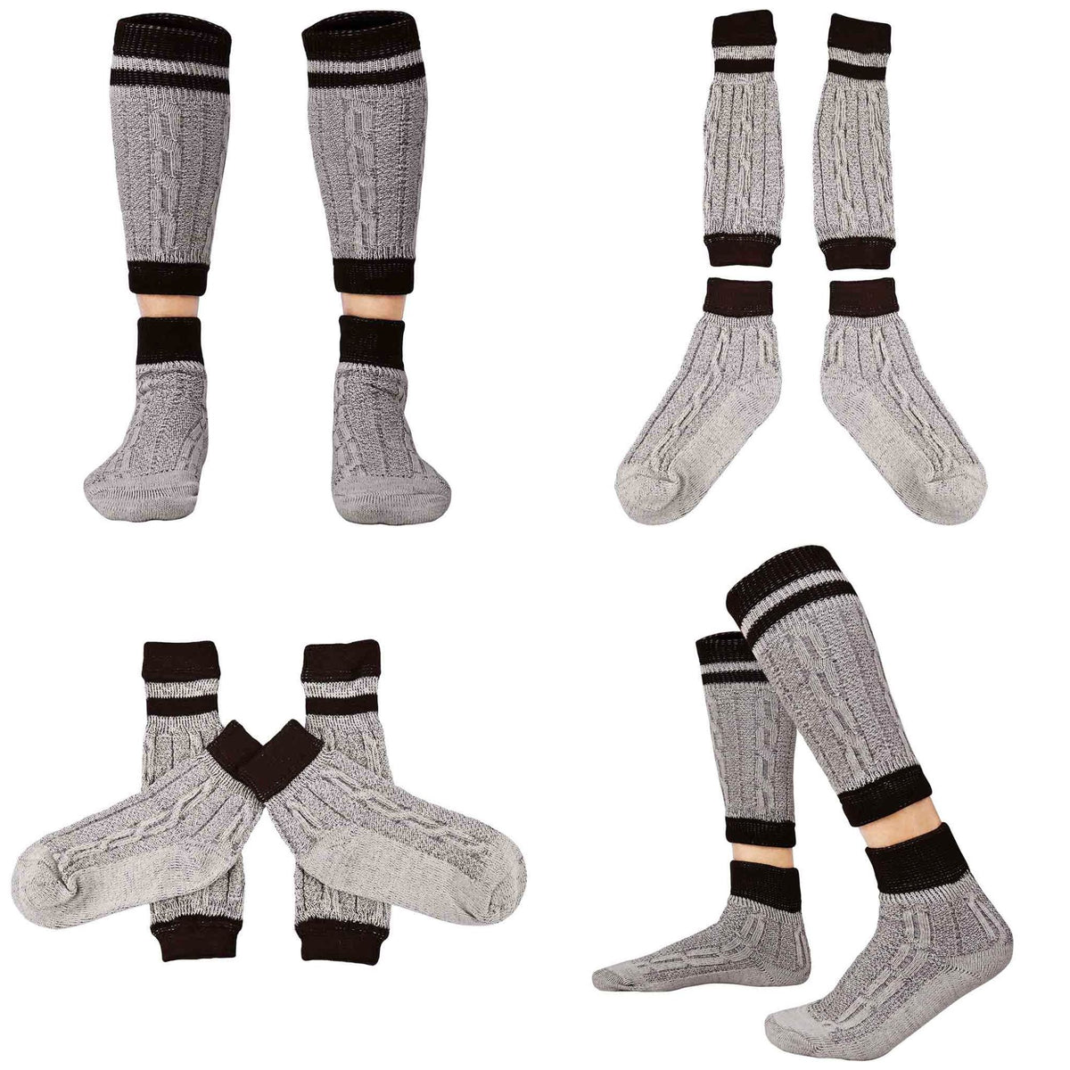 Traditional Bavarian Two-Piece Socks – Rustic Striped Oktoberfest Lederhosen Socks