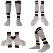 Traditional Bavarian Two-Piece Socks – Rustic Striped Oktoberfest Lederhosen Socks