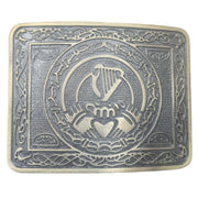 Traditional Irish Harp Claddagh Kilt Belt Buckle, Antique Brass Finish