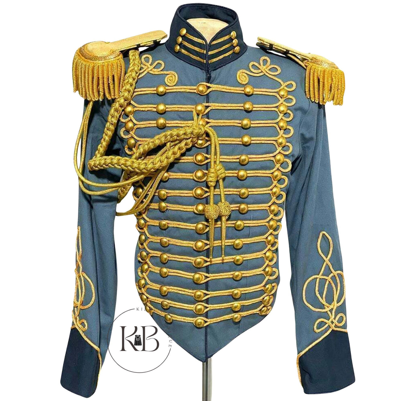 Historical American Civil War Gold Braiding Hussar Officers Jacket With Gold Aiguillette Costume