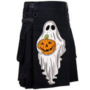 Halloween Custom Made Scottish Utility Kilt Black Utility Kilt Leather Straps Fashion Active Sport Kilt