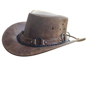 Western & Cowboy Brown Leather Top Hat | Steampunk Band Wear | Classic Biker Brown Leather Hat