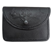 Kilts Boutique Black Leather Celtic Embossed Belt Pouch – Highland Piper Kilt Sporran/Pouch with Snap Closure & Rear Belt Loops – Fits Standard 2.25″ Kilt Belt