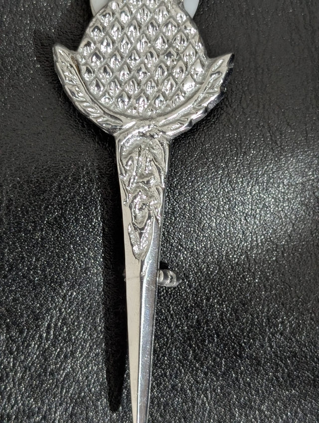 Silver Scottish Thistle Kilt Pin – Premium Celtic Highland Dress Accessory