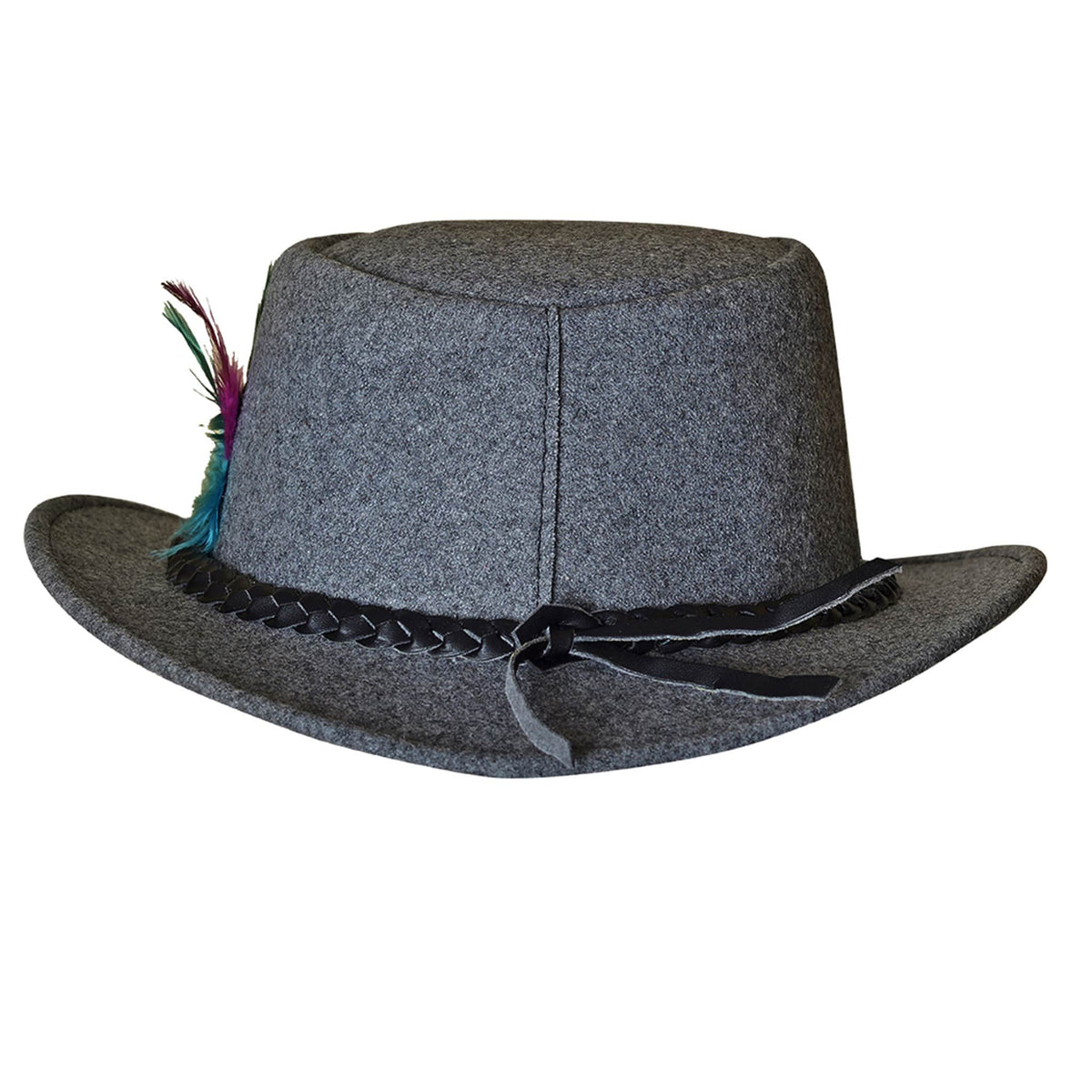 Oktoberfest Costume Hat Bavarian Felt Hat Grey with Feather Western Traditional Hat