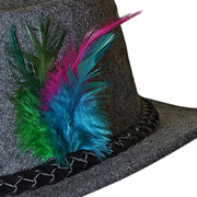Oktoberfest Costume Hat Bavarian Felt Hat Grey with Feather Western Traditional Hat