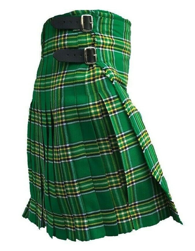 Scottish Irish Heritage Tartan Kilt – 8 Yard Traditional Acrylic Kilt with 24″ Drop for Highland Dress, Weddings & Ceilidh
