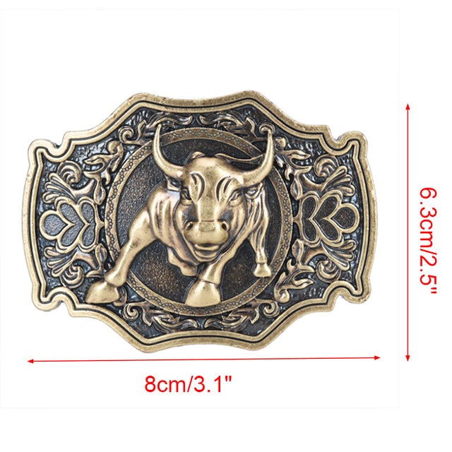 Mens' Belt Buckle Belt Buckle 3D Bull Solid Brass Belt Buckle Western Metal Cowboy