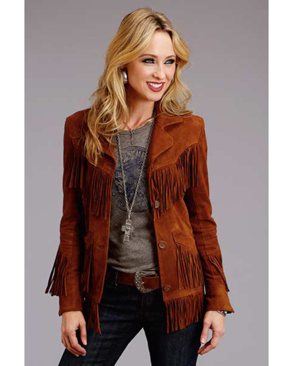 Suede fringe store jacket