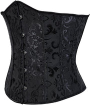 Underbust Corset Shaper Bustier top Waist Cincher Body Belt Satin lace-up Boned