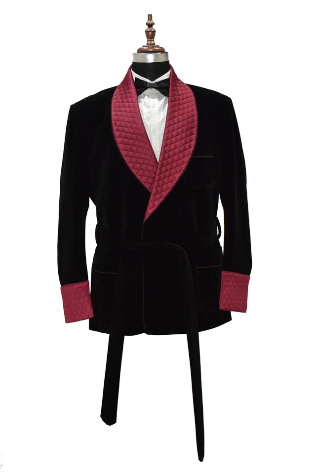 Men's Black Smoking Jackets Designer Luxury Quilted Coat