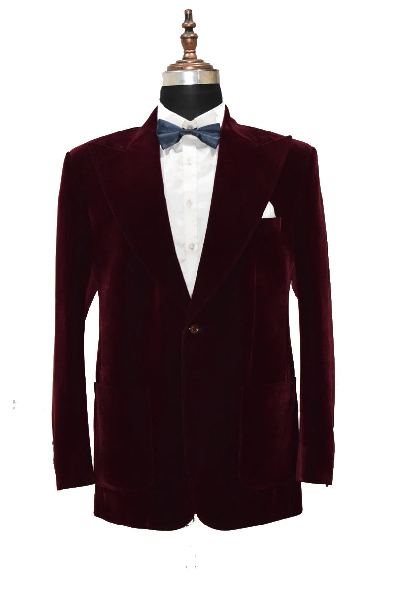 Men's Burgundy Smoking Elegant Luxury Velvet Jacket