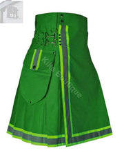 Green Firefighter Kilts Men Cotton Utility Kilt Fireman reflector Utility Kilt