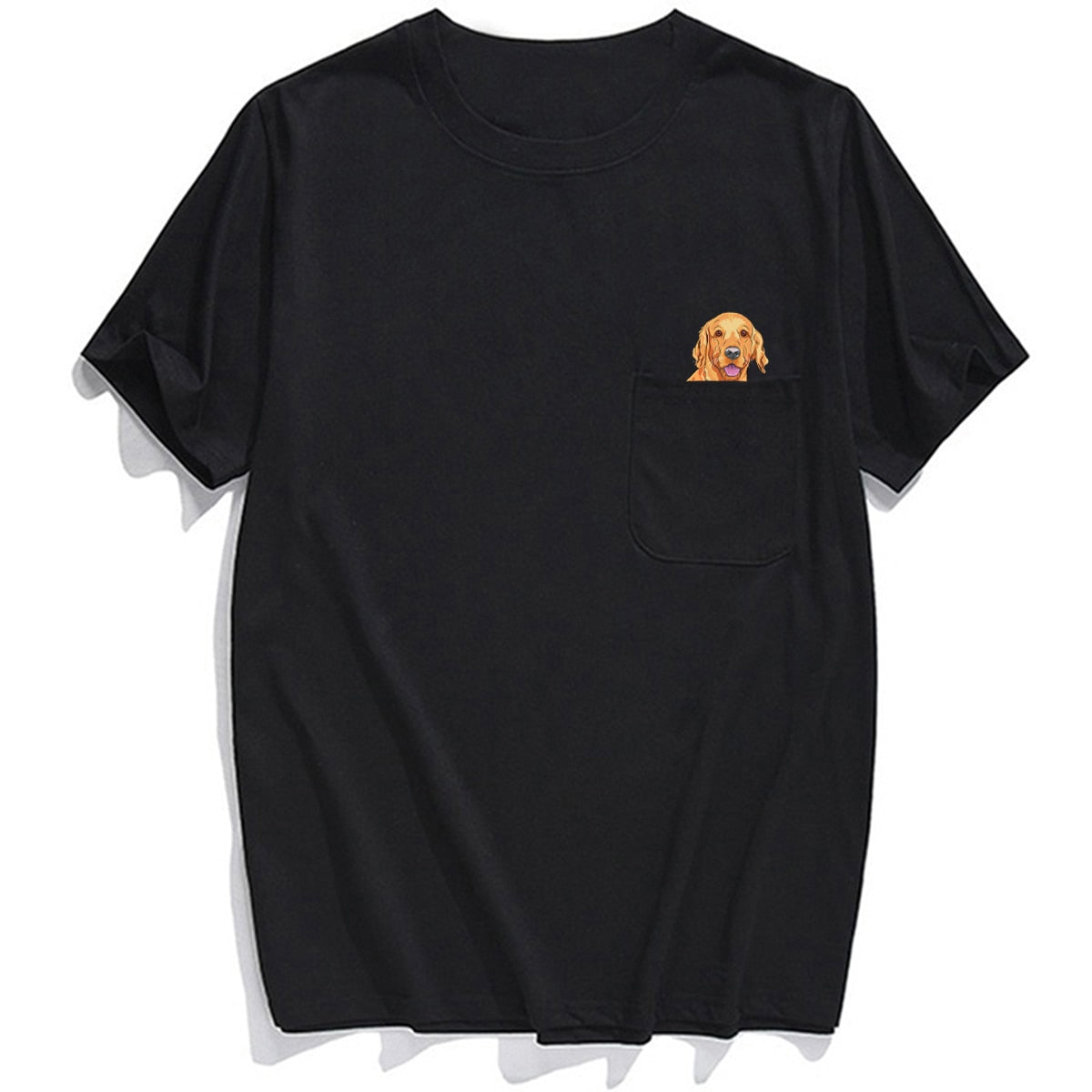Funny T-Shirt Fashion summer pocket dog printed t-shirt Men Women
