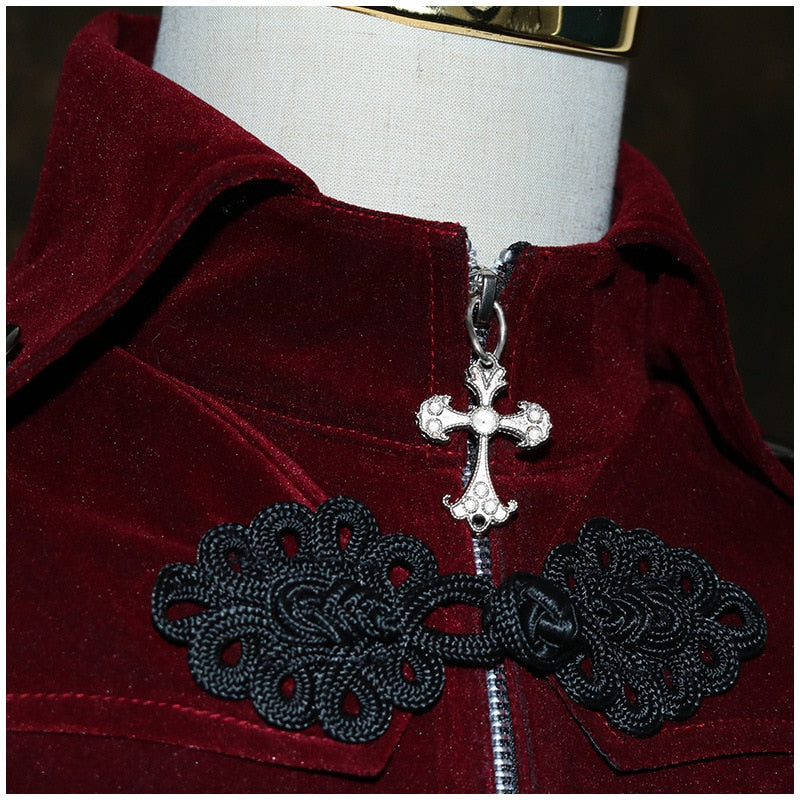 Men Medieval Steampunk Castle Vampire Devil Red Coat Cosplay Costume Middle Ages Victorian Nobles Tuxedo Suit Trench coat