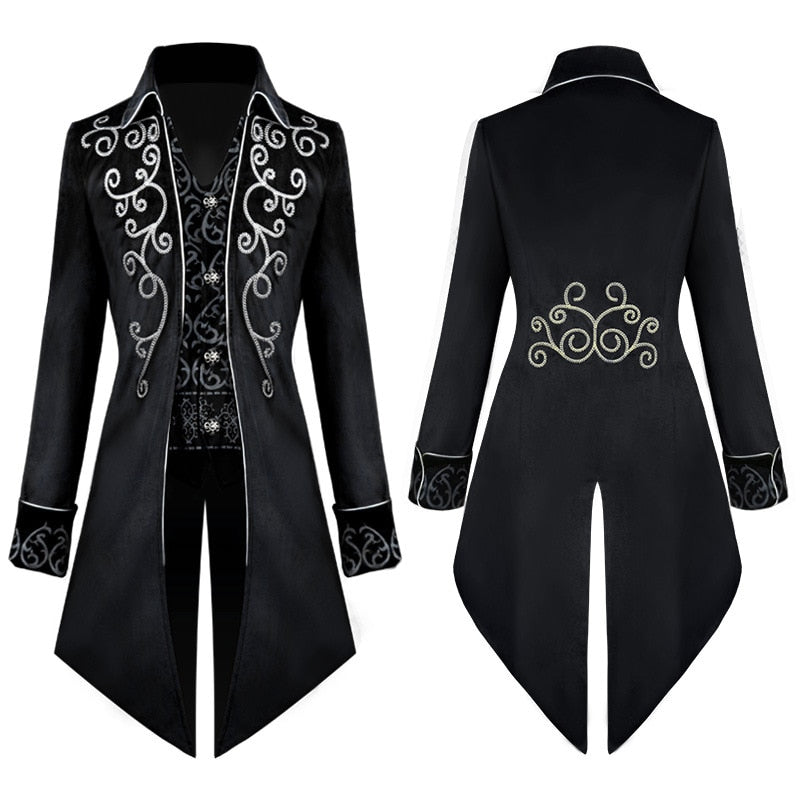 Steampunk Medieval Cosplay Costumes Men Vintage Velvet Turn Down Collar TailCoat Jacket Victorian Larp Viking Cosplay Jacket