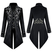 Steampunk Medieval Cosplay Costumes Men Vintage Velvet Turn Down Collar TailCoat Jacket Victorian Larp Viking Cosplay Jacket