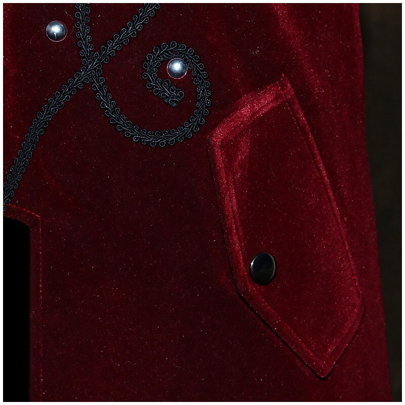 Men Medieval Steampunk Castle Vampire Devil Red Coat Cosplay Costume Middle Ages Victorian Nobles Tuxedo Suit Trench coat