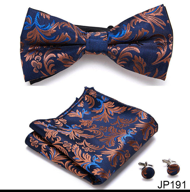 Slim Tie Set Men Bow Tie And Pocket Square Bowtie Necktie
