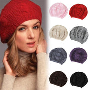 Women Lady Beret Braided Baggy Knit Crochet Beanie Hat Ski Cap Winter Warm Cap