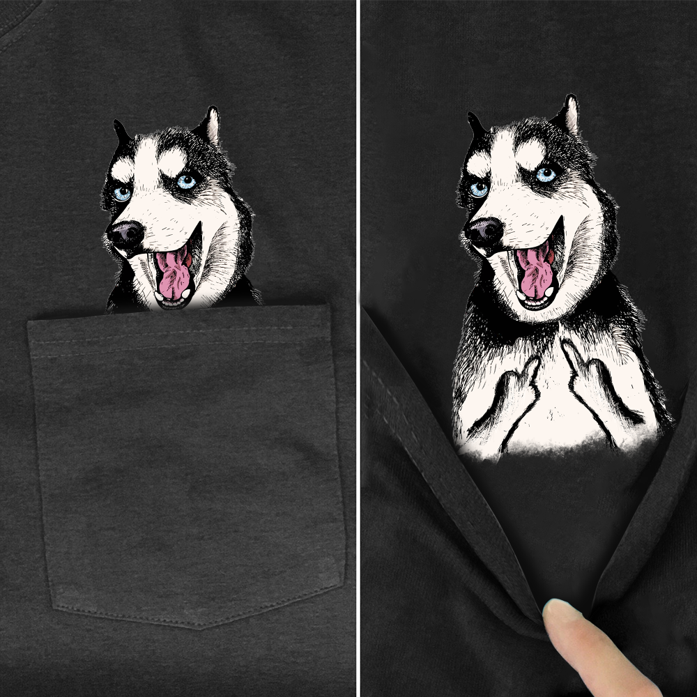 Funny T-Shirt Fashion summer pocket dog printed t-shirt Men Women