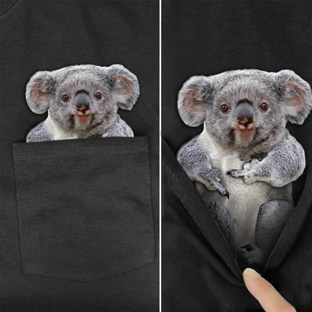 Funny T-Shirt Fashion summer pocket dog printed t-shirt Men Women