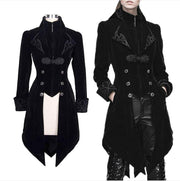 Steampunk Women Men Medieval Dress costume Velvet Stand Collar Tailcoat Gothic Vampire Cosplay Jacket Coats