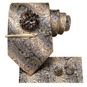 Paisley Tie For Men Silk Men Tie Clip Gift For Men Luxury Necktie Hanky Cufflinks Set Formal Wedding