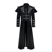 Men Medieval Steampunk Assassin Cosplay Costume Victorian Monk Gothic Black Long Coat Vintage Pirate Velet Overcoat