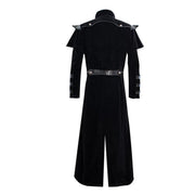 Men Medieval Steampunk Assassin Cosplay Costume Victorian Monk Gothic Black Long Coat Vintage Pirate Velet Overcoat