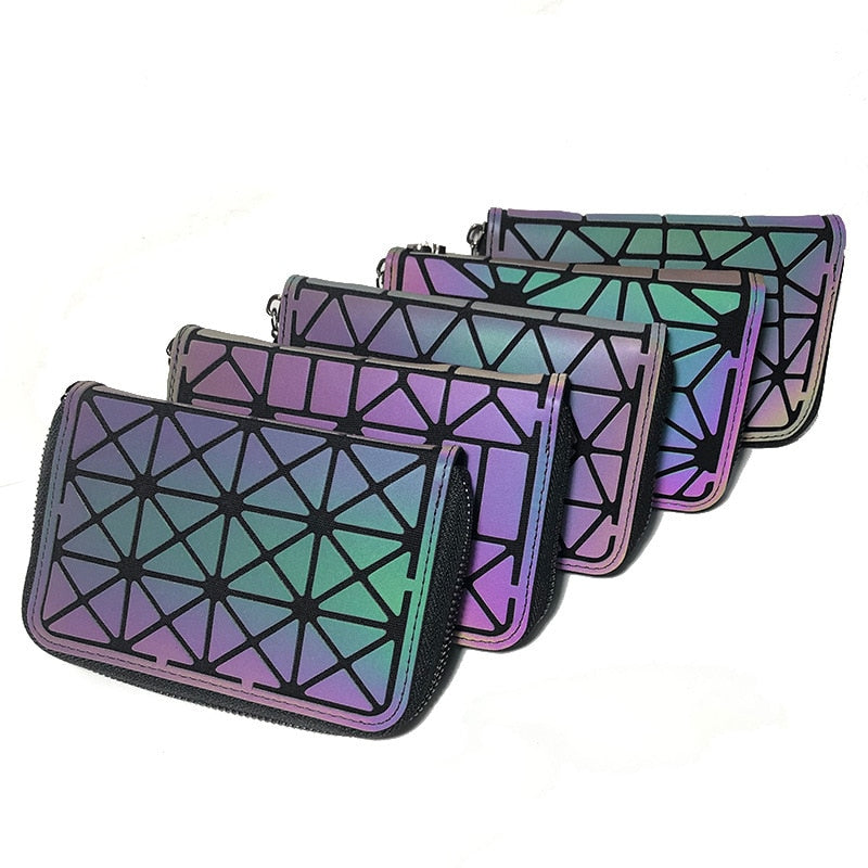 Luminous wallet Fashion women bag Geometric wallet Laser small Handbag