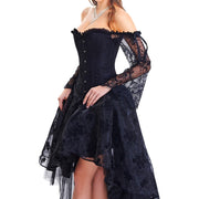 Steampunk Corset Dress Bustier Gothic Corselet Corsets Women Lace Off Shoulder Floral Long Dresses Top Skirts Set