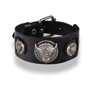 Bull Punk Style Genuine Leather Wrap  For Men Wrist Friendship Big Wide Leather Bracelet