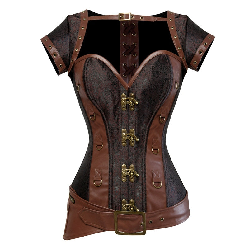Steampunk Corset Sexy Gothic Women Vintage Corselet Goth Lace Up Bustier Bodice Faux Leather Retro Buckle