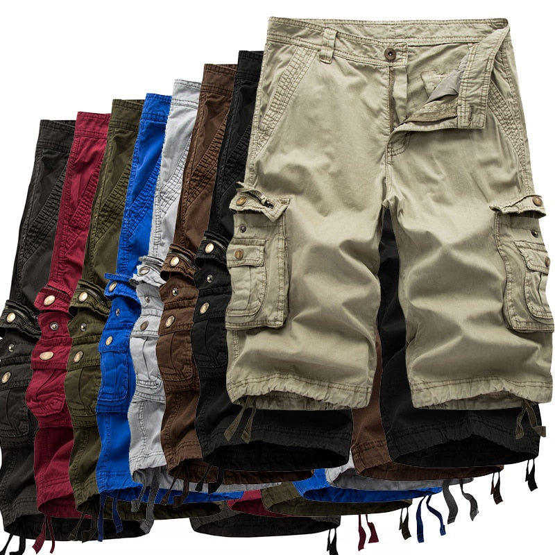 Men's Cotton Cargo Shorts Spring Summer Men Army Military Tactical Homme Shorts Multi-Pocket