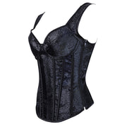 Gothic Jacquard Straps Overbust Corset Sexy Waist Cincher Bustier