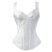 Gothic Jacquard Straps Overbust Corset Sexy Waist Cincher Bustier