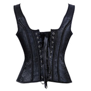 Gothic Jacquard Straps Overbust Corset Sexy Waist Cincher Bustier