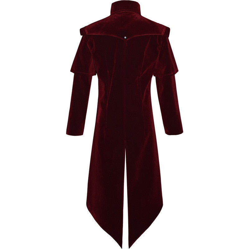 Men Medieval Steampunk Castle Vampire Devil Red Coat Cosplay Costume Middle Ages Victorian Nobles Tuxedo Suit Trench coat