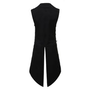 Men Black Gothic Steampunk Velvet Vest Medieval Victorian Double Breasted Men Suit Vests Tail Coat Stage Cosplay Prom Costume