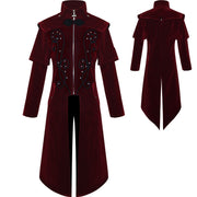 Men Medieval Steampunk Castle Vampire Devil Red Coat Cosplay Costume Middle Ages Victorian Nobles Tuxedo Suit Trench coat