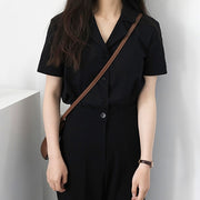 Women Chiffon Blouse Summer Shirt Short Sleeve Tops V Neck