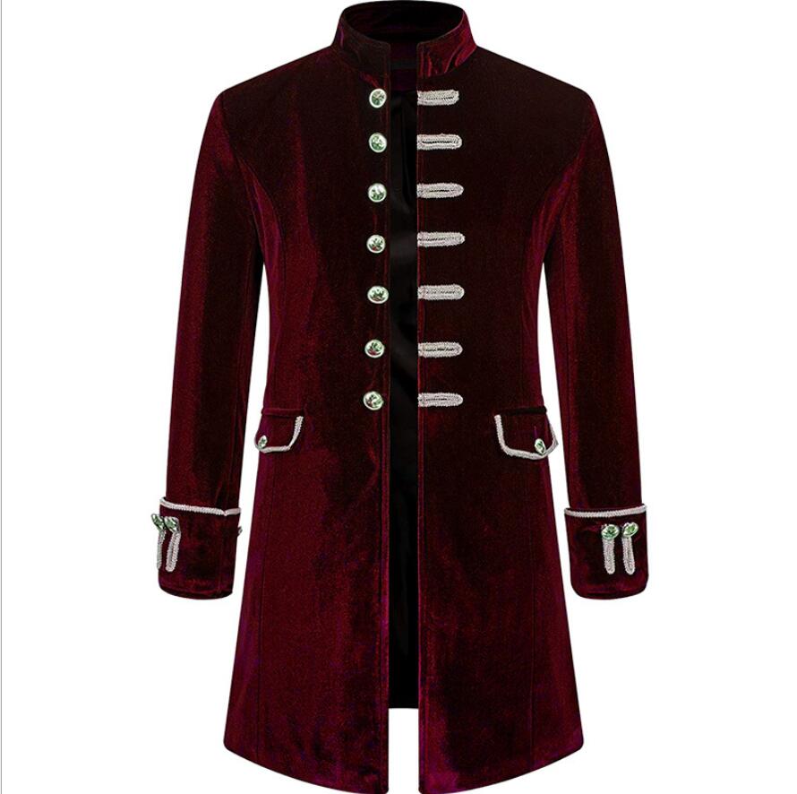 Noble Vintage Men's Jacket Medieval Cosplay Velet Prince Coat Retro Wedding Blazer