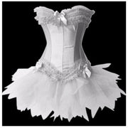 Gothic Corsets Dress Satin Lingerie Lace Top  G-string  Skirt Bustier