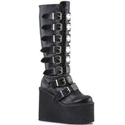 Gothic Vampire Halloween Cosplay Punk Buckle Street Platform Wedge High Heel Boots Women Shoes