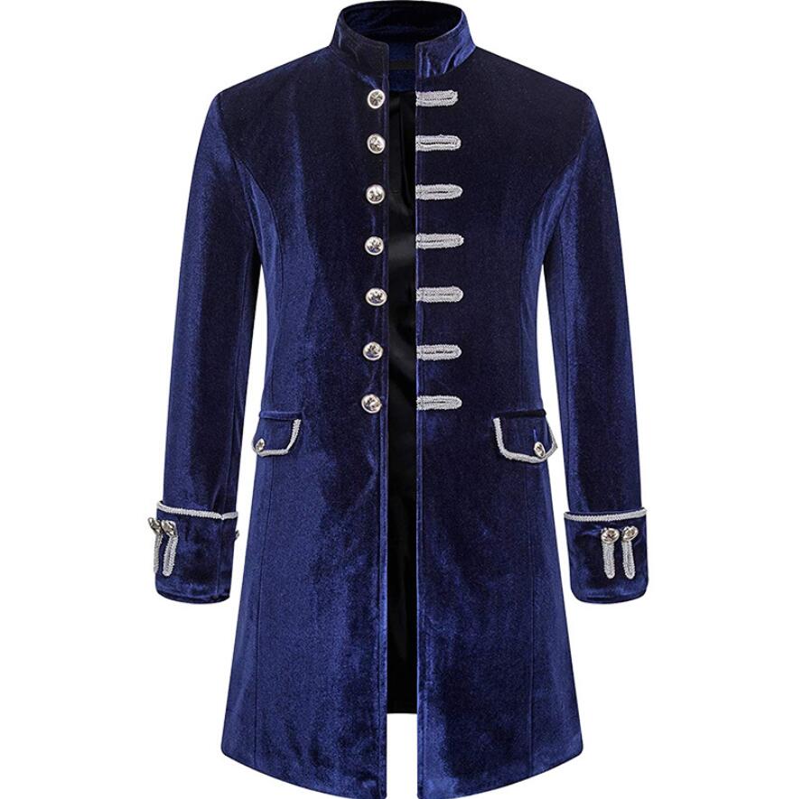 Noble Vintage Men's Jacket Medieval Cosplay Velet Prince Coat Retro Wedding Blazer