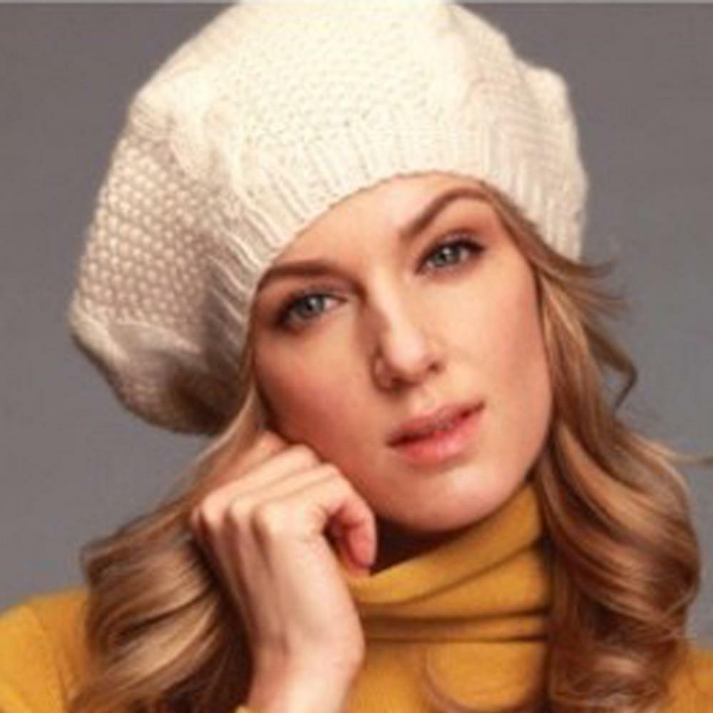 Women Lady Beret Braided Baggy Knit Crochet Beanie Hat Ski Cap Winter Warm Cap