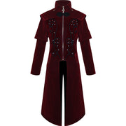Men Medieval Steampunk Castle Vampire Devil Red Coat Cosplay Costume Middle Ages Victorian Nobles Tuxedo Suit Trench coat