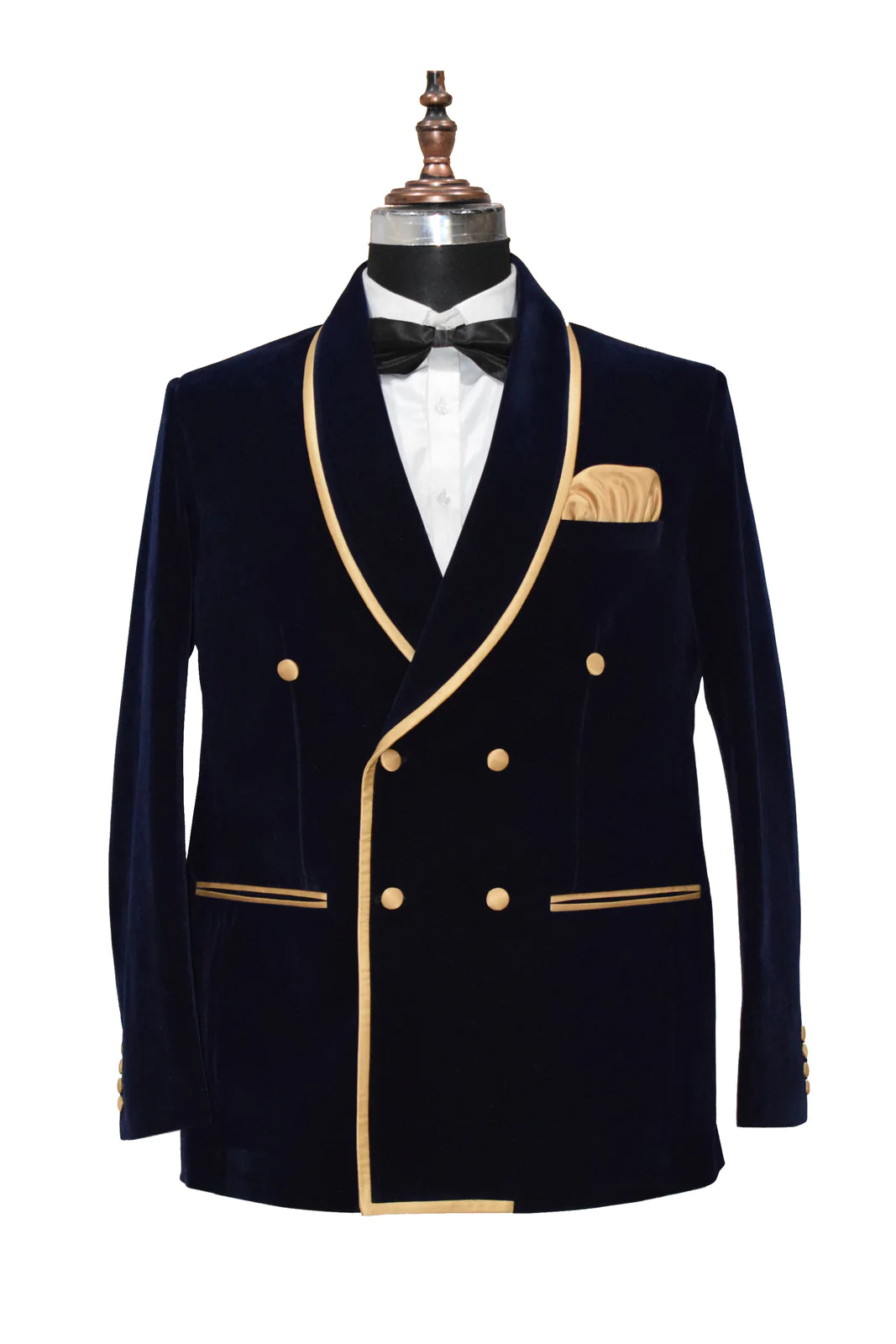 Men's Navy Blue Smoking Jacket Velvet Coat